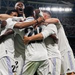 Celebración del gol de Vinicius en el partido de ida de semifinal de Champions League.