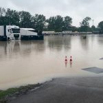 El circuito de Ímola, donde se va a celebrar el Gran Premio de la Emilia-Romaña, inundado por las fuertes lluvias