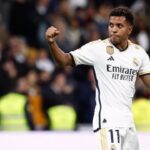 Rodrygo celebra un gol en el Santiago Bernabéu