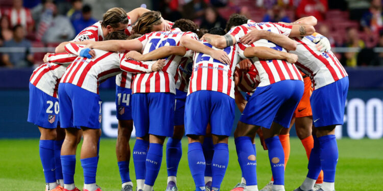 Concentración prepartido de la plantilla del Atleti.