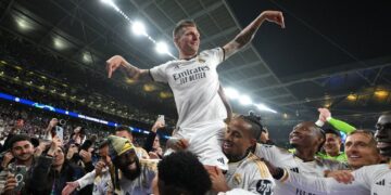 Kroos celebrando con el Real Madrid