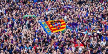 Celebración tras el ascenso del Levante UD
