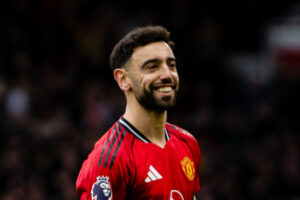 Bruno Fernades durante un partido del Manchester United