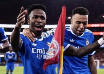 Celebración del gol de Vini Jr. ayer | Foto: Real Madrid