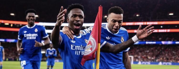 Celebración del gol de Vini Jr. ayer | Foto: Real Madrid