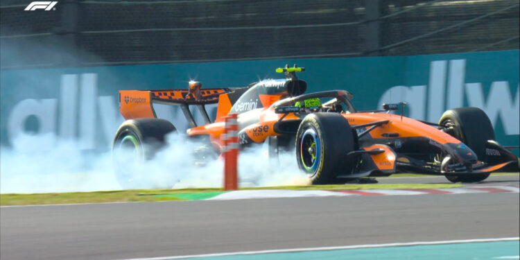 Lando Norris bloqueando las ruedas en Suzuka / Fuente: Fórmula 1