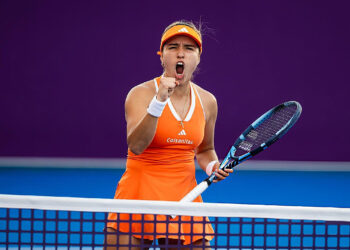 María Camila Osorio celebrando un punto en Miami