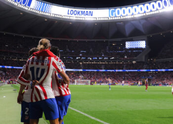 El Atlético de Madrid celebrando el gol de Lookman / Fuente: Atlético de Madrid