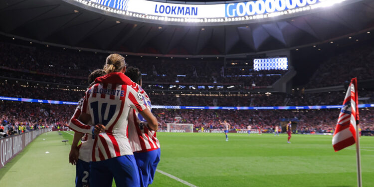 El Atlético de Madrid celebrando el gol de Lookman / Fuente: Atlético de Madrid