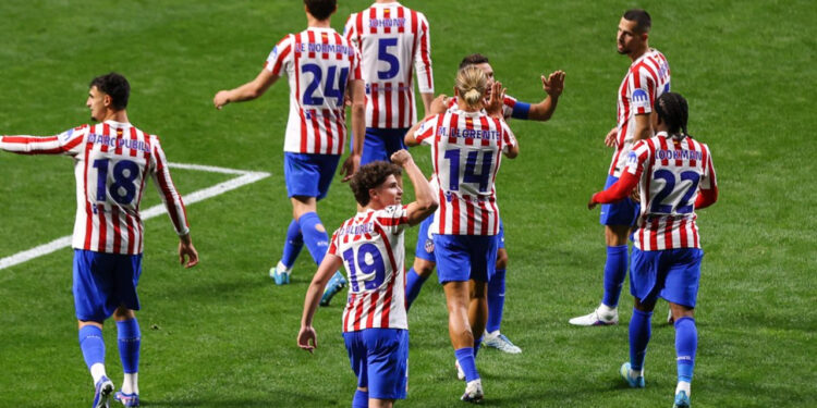 El Atlético de Madrid celebrando el gol de Julián Álvarez / Fuente: Atlético de Madrid