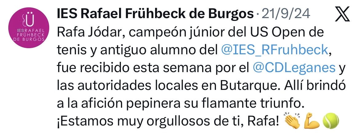 El antiguo instituto de Jódar le felicitó por su triunfo en Nueva York