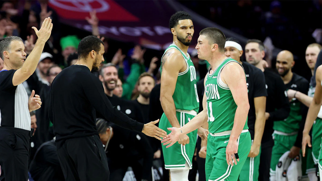 Jugadores y entrenador de los Boston Celtics