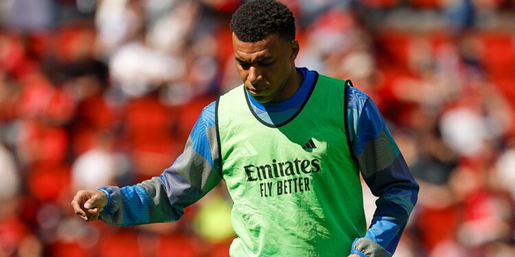 Mbappé en el calentamiento del Madrid- Mallorca. | Foto: Real Madrid