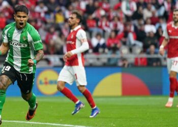 Celebración del Betis tras un gol en pleno partido