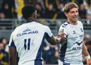 Domingo Miotti celebra la clasificación de Montpellier a la final de la Challenge Cup