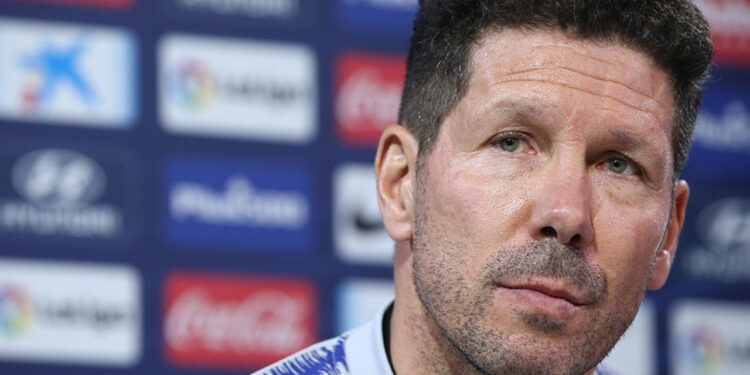 Diego Pablo Simeone en rueda de prensa con el Atlético de Madrid / Fuente: Atlético de Madrid