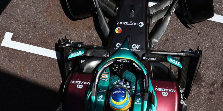 Fernando Alonso pilotando el AMR26 en el GP de Mónaco / Fuente: Honda Racing F1