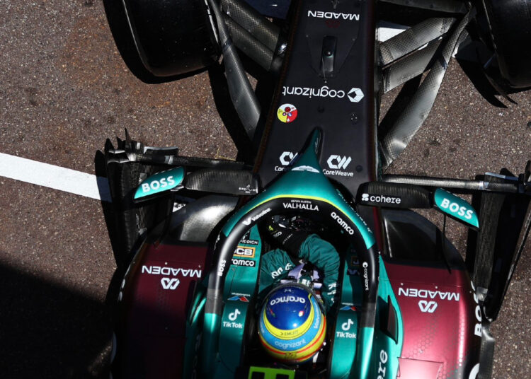 Fernando Alonso pilotando el AMR26 en el GP de Mónaco / Fuente: Honda Racing F1