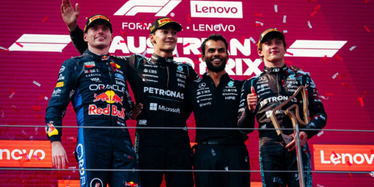 Podio del GP de Austria 2026 de Fórmula 1 / Fuente: Mercedes-AMG PETRONAS F1 Team