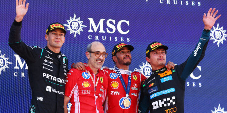 Podio final del GP de Barcelona-Catalunya 2026 / Fuente: Fórmula 1