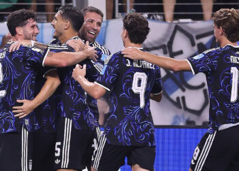 Los jugadores de la selección argentina festejan uno de los goles ante Jordania en el Mundial