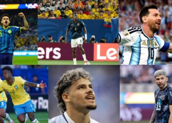 Jugadores de las selecciones sudamericanas en sus respectivos partidos de la Copa Mundial de la FIFA 2026 fecha 1