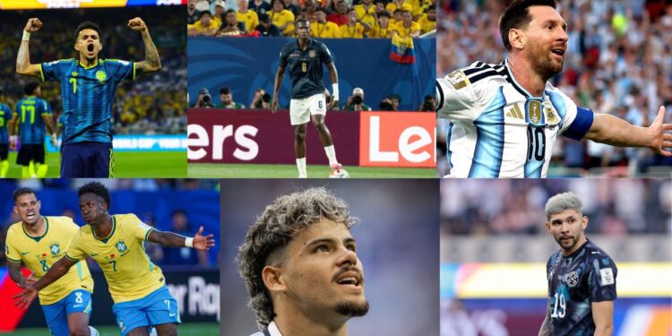 Jugadores de las selecciones sudamericanas en sus respectivos partidos de la Copa Mundial de la FIFA 2026 fecha 1
