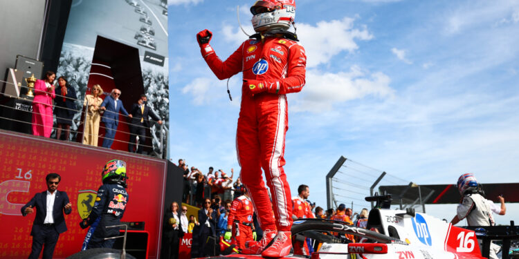Charles Leclerc ganando el GP de Gran Bretaña de F1 2026 / Fuente: Fórmula 1