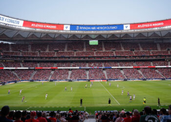 El Atlético de Madrid jugando un partido en el Metropolitano / Fuente: Riyadh Air Metropolitano