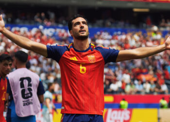 Mikel Merino celebrando el gol de la victoria de la Selección Española frente a Bélgica / Fuente: Selección Española Masculina de Fútbol