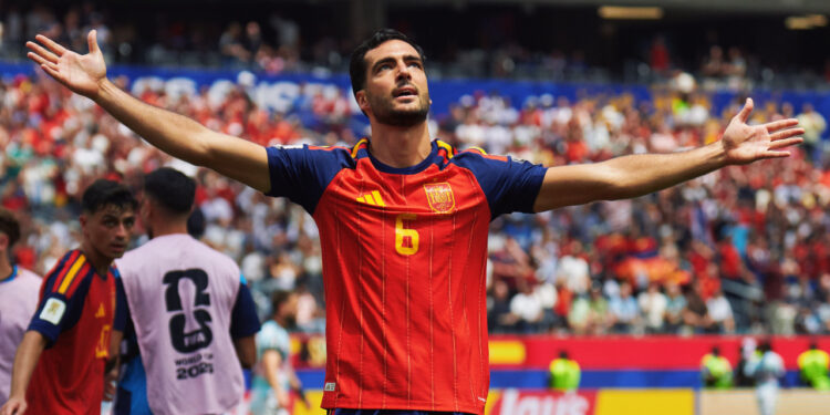 Mikel Merino celebrando el gol de la victoria de la Selección Española frente a Bélgica / Fuente: Selección Española Masculina de Fútbol