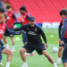 El Atlético de Madrid preparando el partido en Anfield / Fuente: Atlético de Madrid