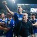 El Real Oviedo celebrando la victoria frente al Real Sporting / Fuente: Real Oviedo