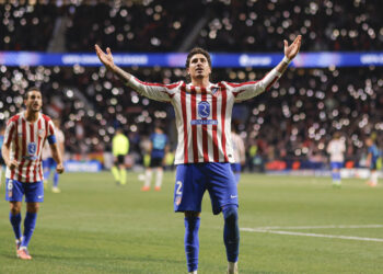 Giménez jugando un partido de Champions con el Atlético de Madrid / Fuente: Atlético de Madrid