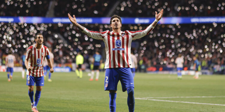 Giménez jugando un partido de Champions con el Atlético de Madrid / Fuente: Atlético de Madrid