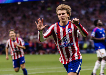 Pablo Barrios, del Atlético de Madrid, celebrando el primer gol del encuentro / Fuente: Atlético de Madrid