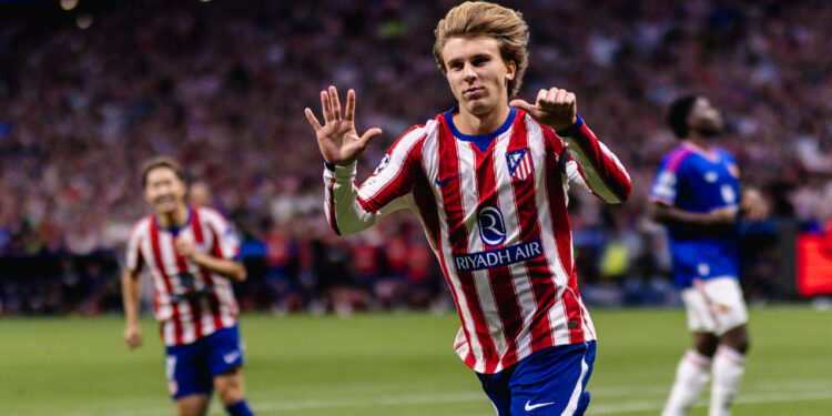 Pablo Barrios, del Atlético de Madrid, celebrando el primer gol del encuentro / Fuente: Atlético de Madrid